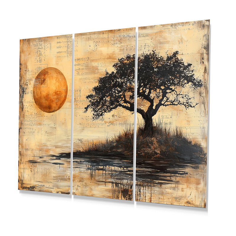 Ensemble de décoration murale arbre jaune africain, Métal métal, H 28 po x l 36 po x P 1 po