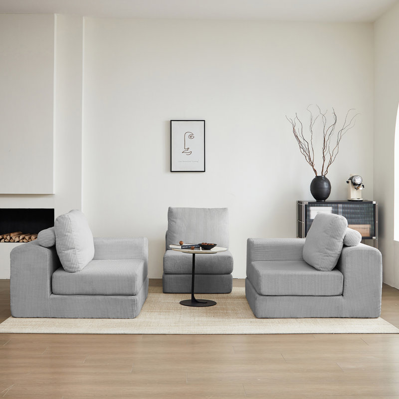 Lit modulaire avec revêtement en velours côtelé, personnalisable pour une vie moderne convertible, s'adapte à tout espace