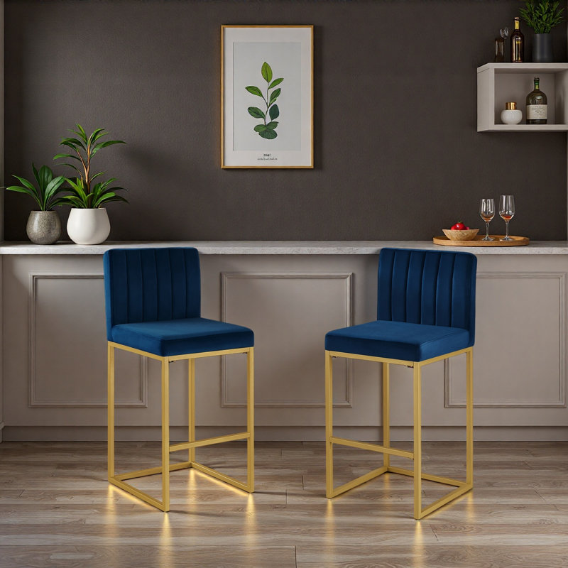 Ensemble de 2 chaises de bar polyvalentes et robustes à hauteur de comptoir avec dossier en fer et pieds robustes en fer