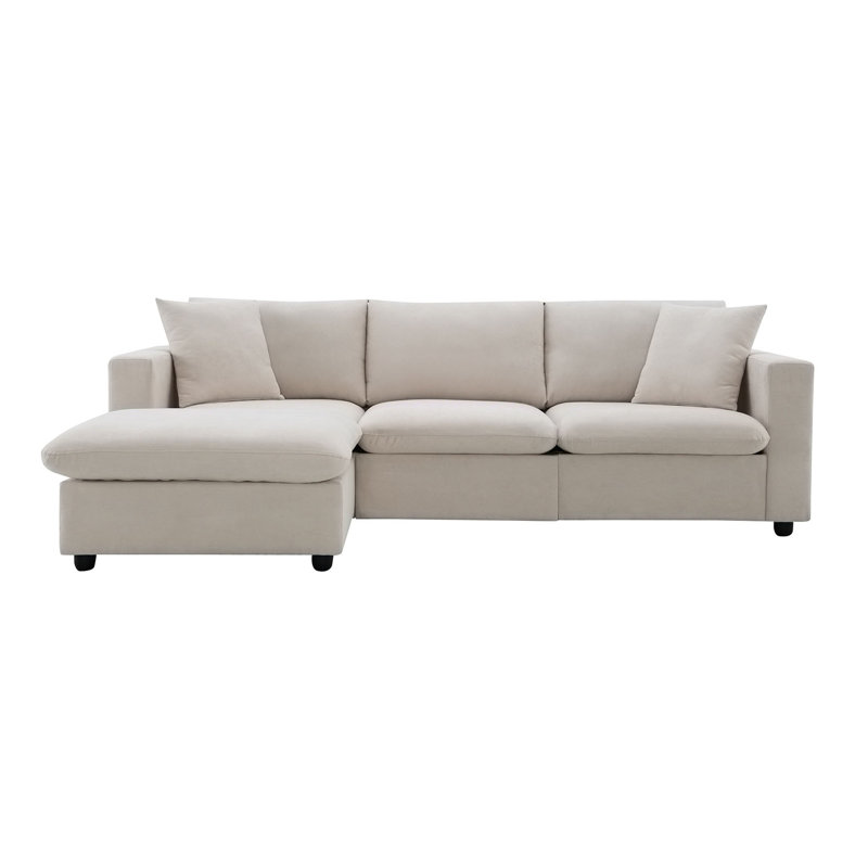 3 - Piece Upholstered Sectional, Beige Polyester