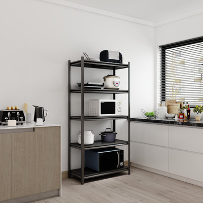 Étagère de rangement à 5 niveaux, étagère réglable en métal 2200 lb, noir, nécessite un assemblage