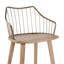 Tabouret de bar à hauteur fixe en bois blanchi et cuivre antique avec repose-pieds carré