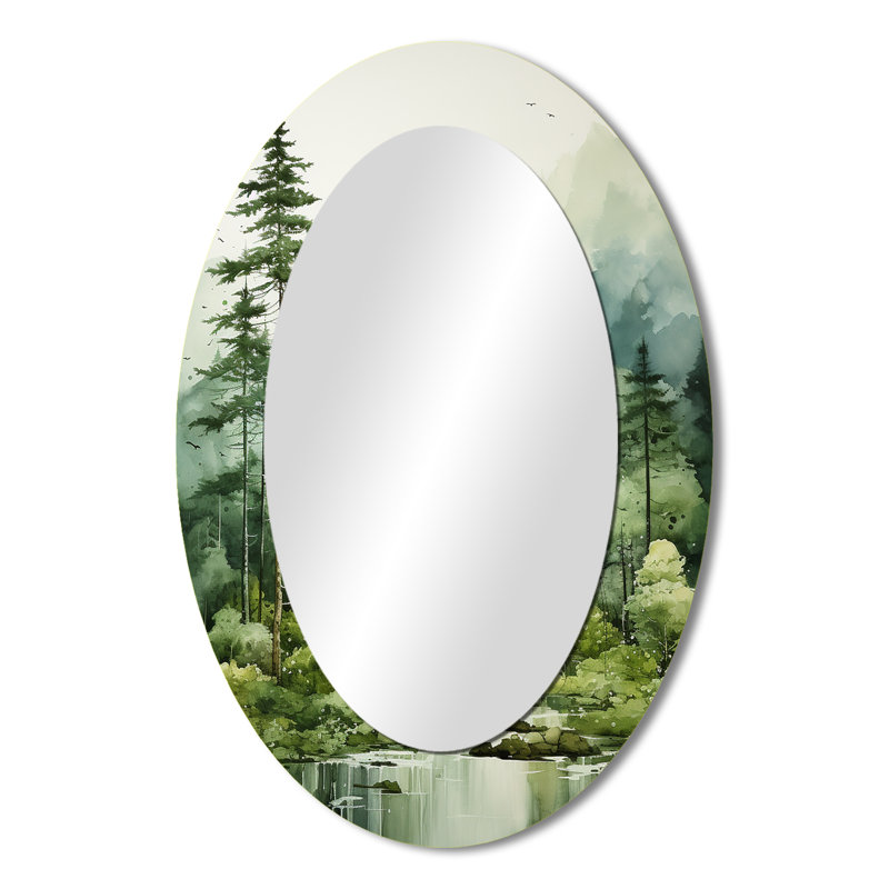 Forest Enigmatic Forest - Large Oval Wall Mirror On Metal, 36" x 24"