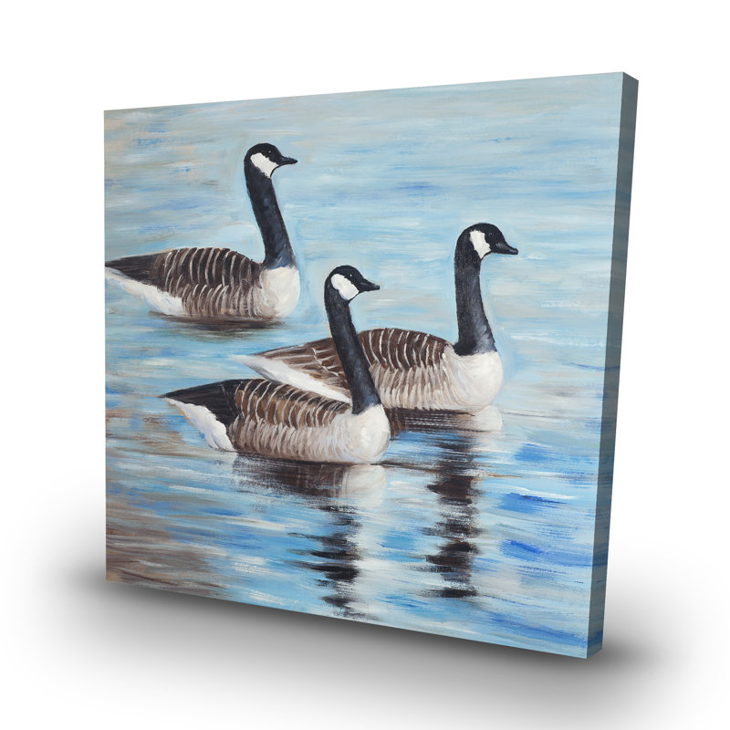 Canada geese in water - 32"x32" art on canvas