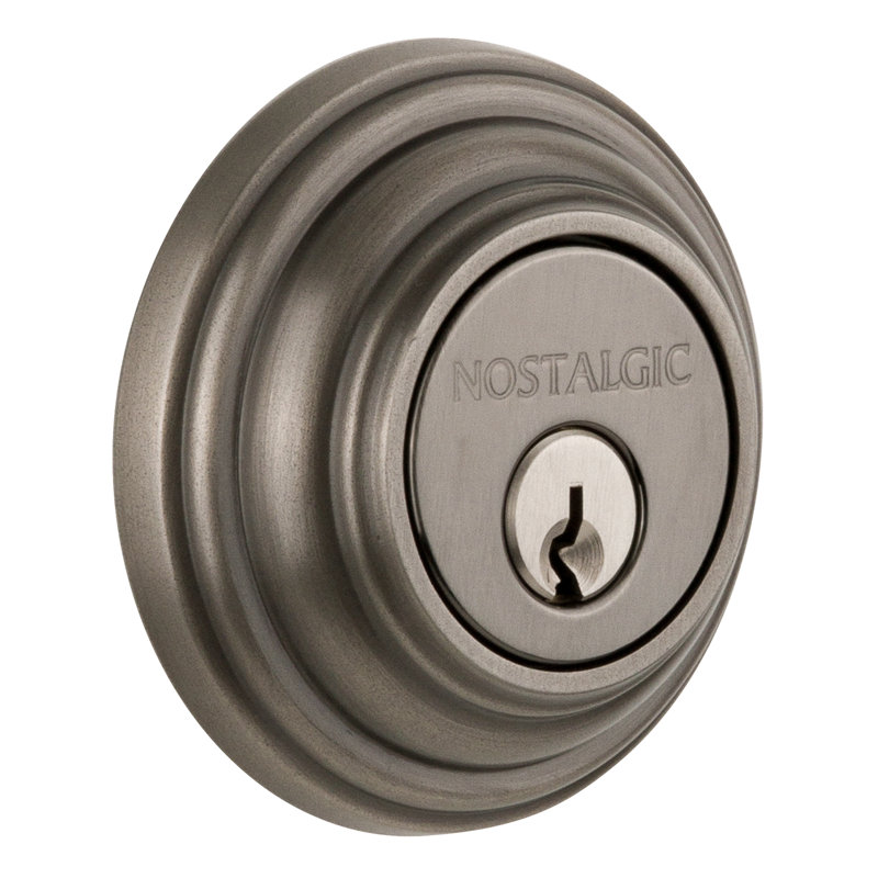 Nostalgic Warehouse Classic Rosette Double Cylinder Deadbolt, Antique Pewter