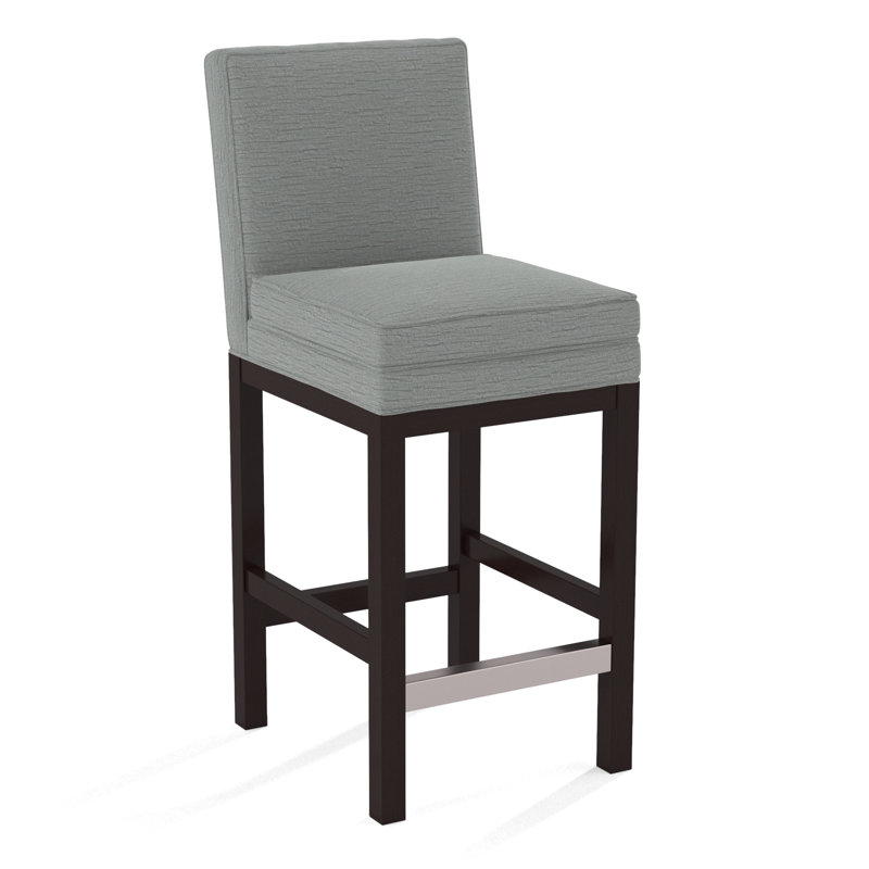 Upholstered Stool, Gray Sugar Performance; 0863-84, Java Finish