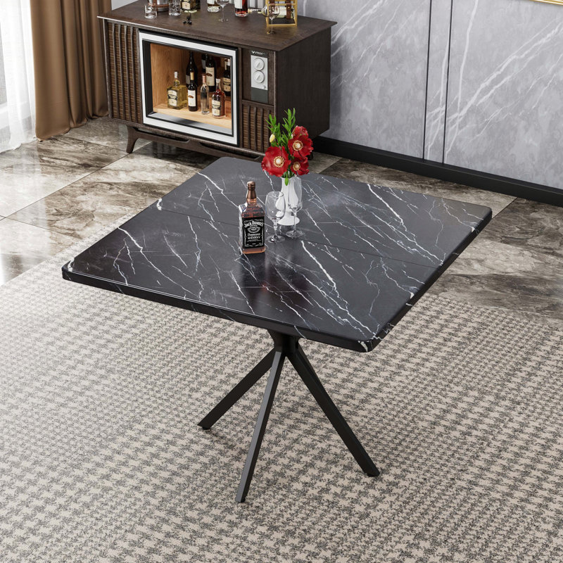 Table de salle à manger carrée Mid-Century moderne pour 4 à 6 personnes