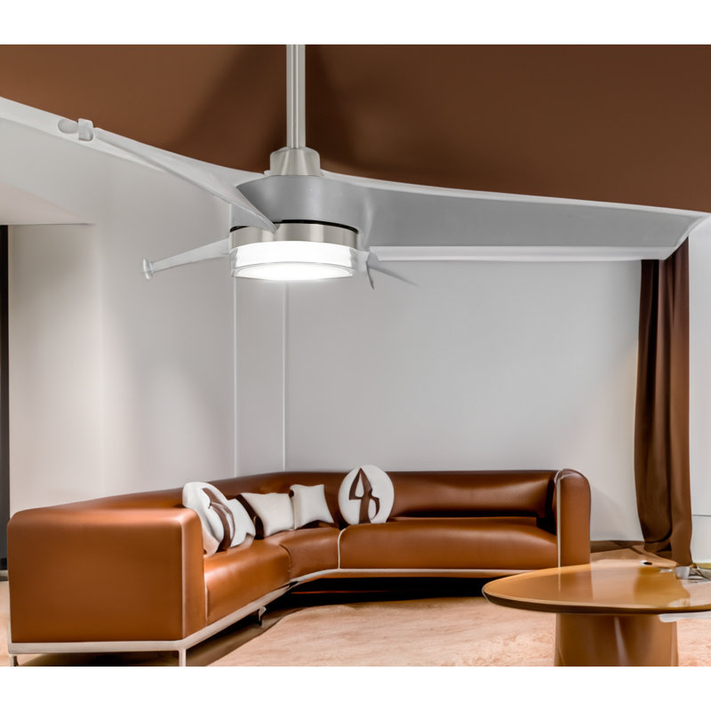 Veer 56'' Ceiling Fan with LED Lights, Brushed Nickel/Silver