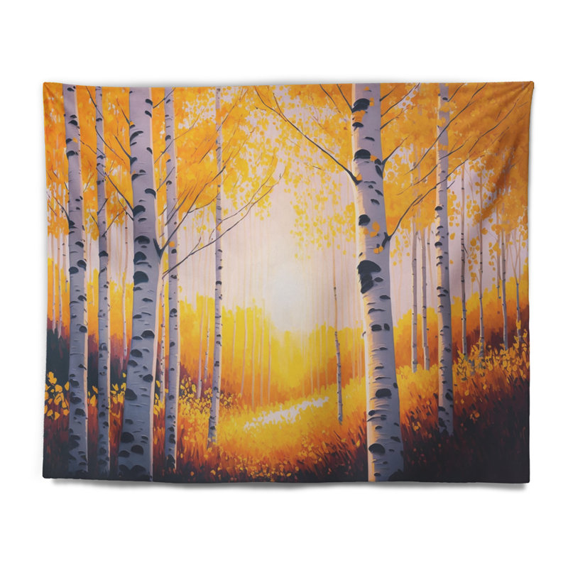 - Tapisserie murale paysage forêt, H 32 po x l 39 po