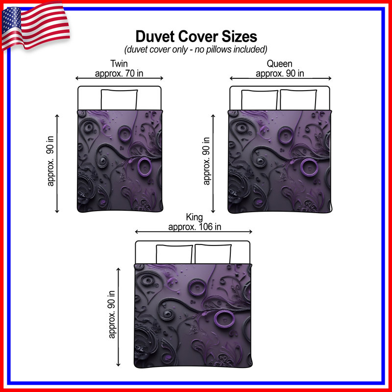 Intricate Purple Floral Duvet Covers, Queen