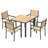 5 Piece Outdoor Patio Dining Set With 1 Square Patio Table & 4 PVC-coated polyester Stackable Chairs, Patio Dining Furniture For 4, Wpc Tabletop And All-weather Resistant Iron Frame, Suitable For Garden, Backyard And Deck, Brown