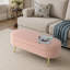Banc de rangement repose-pieds ovale en flanelle avec pieds en métal - rose-1383758671-1383758668-1383758664