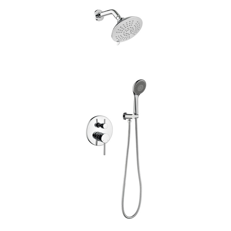 6 in. Wall Mounted Shower Heads with 3-Setting Handheld Shower, Chrome