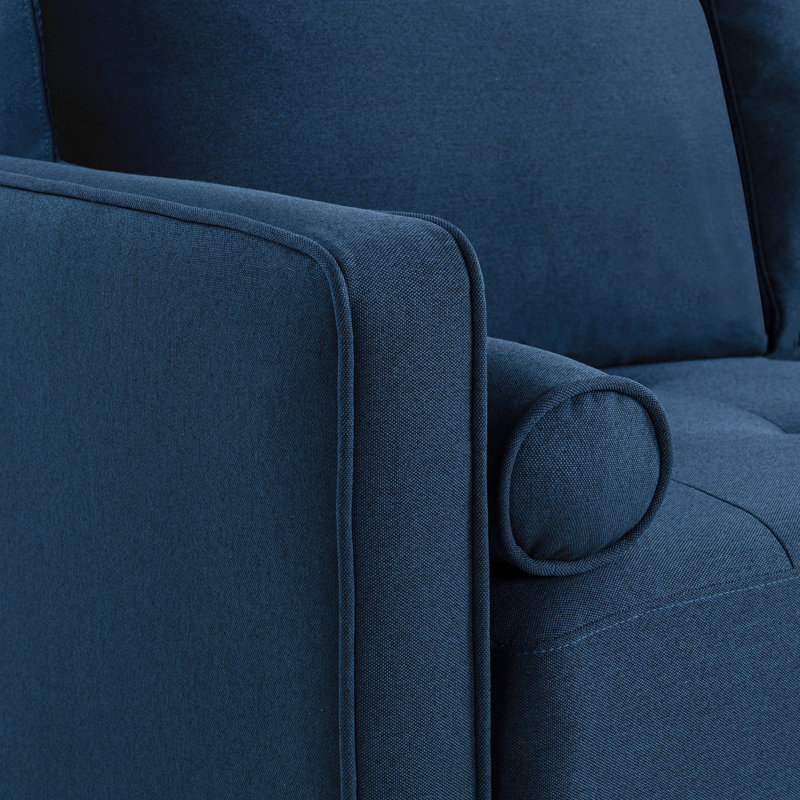 Garren Sofa Chaise Sectional, Navy Blue Linen