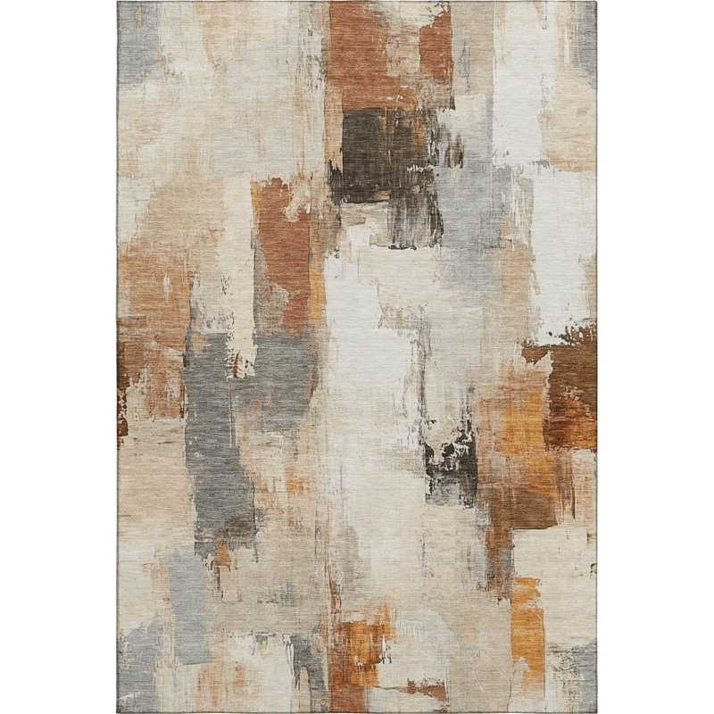 Premium Machine Washable Pinkston Abstract Rug, Rectangle 2'6" x 3'10"