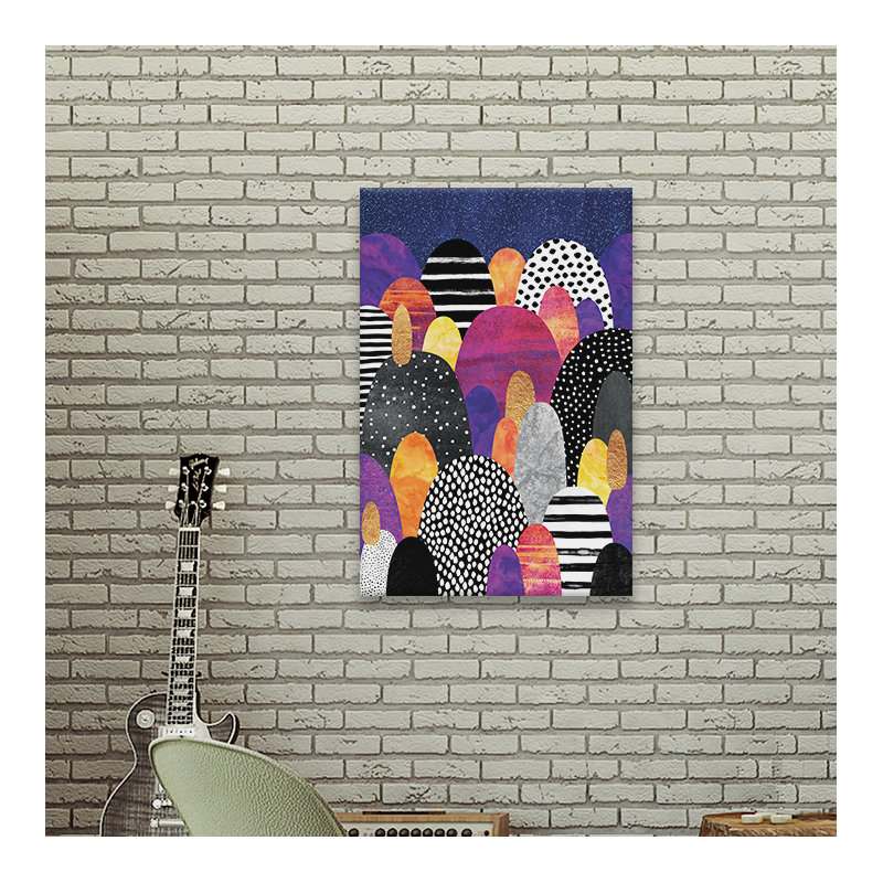 « good night », impression sur toile tendue, H 26 po x l 18 po x P 1,5 po, Toile avec cadre noir, Pas de tapis