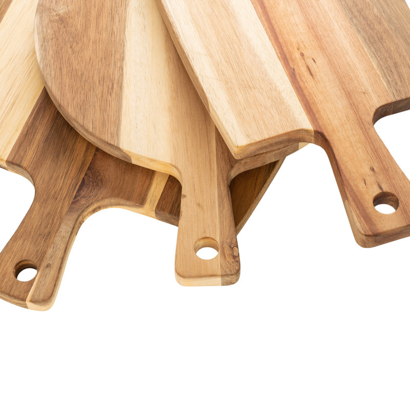 Classic Acacia Wood 3-Piece Cutting Board Set with Handles