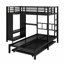 Lit superposé en métal avec garde-robe, lit gigogne, bureau pliable, échelles-1154300136