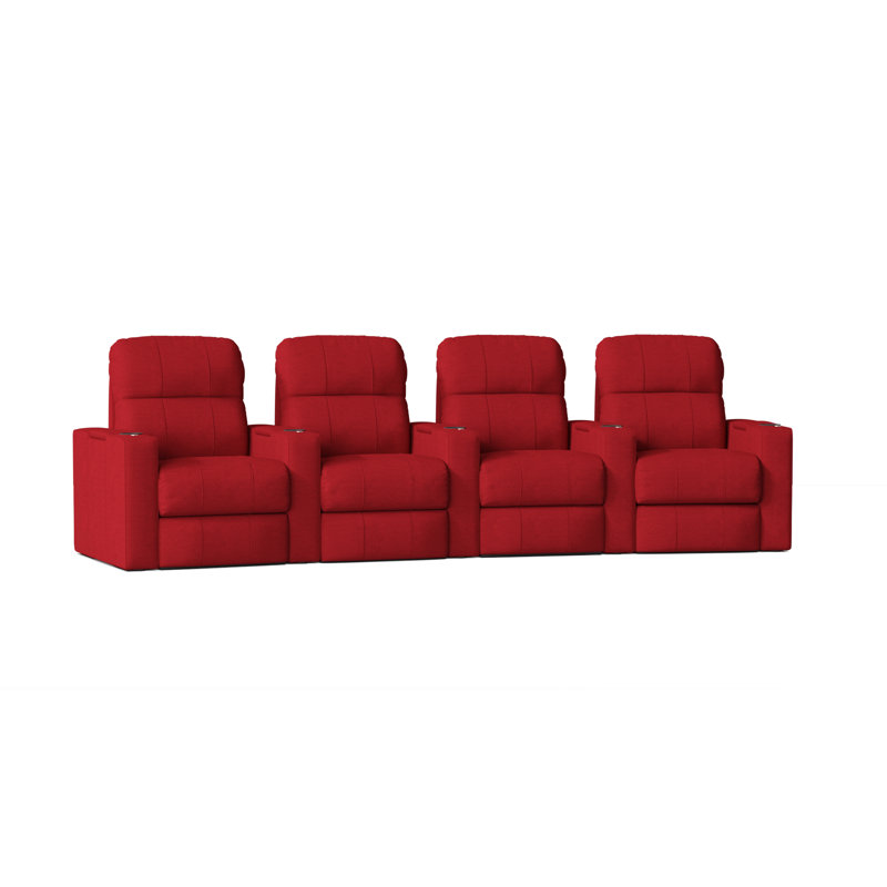 Siège de cinéma de 147 po de large avec porte-gobelet, Manuel, Gris classique