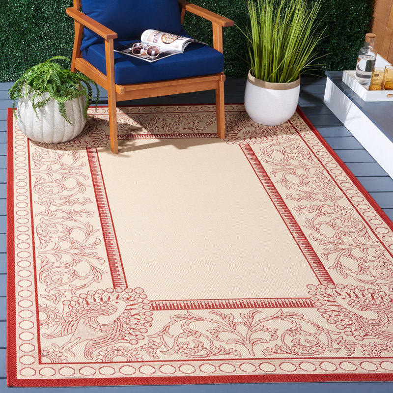 Arneshia Floral Yellow/Red Indoor/Outdoor Area Rug, Rectangle 5'3" x 7'7"