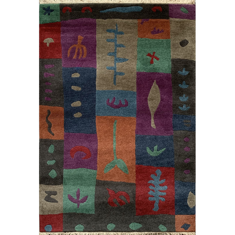 BLOCK PRINT, Rectangle 5' x 7'