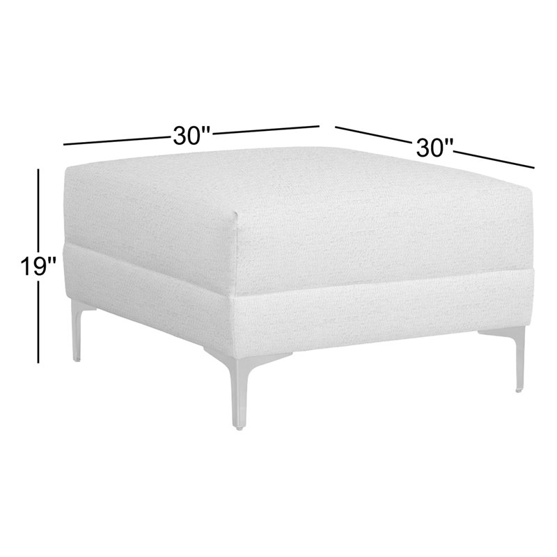 Alexa Square Ottoman, Snow Crypton Performance Polyester Blend