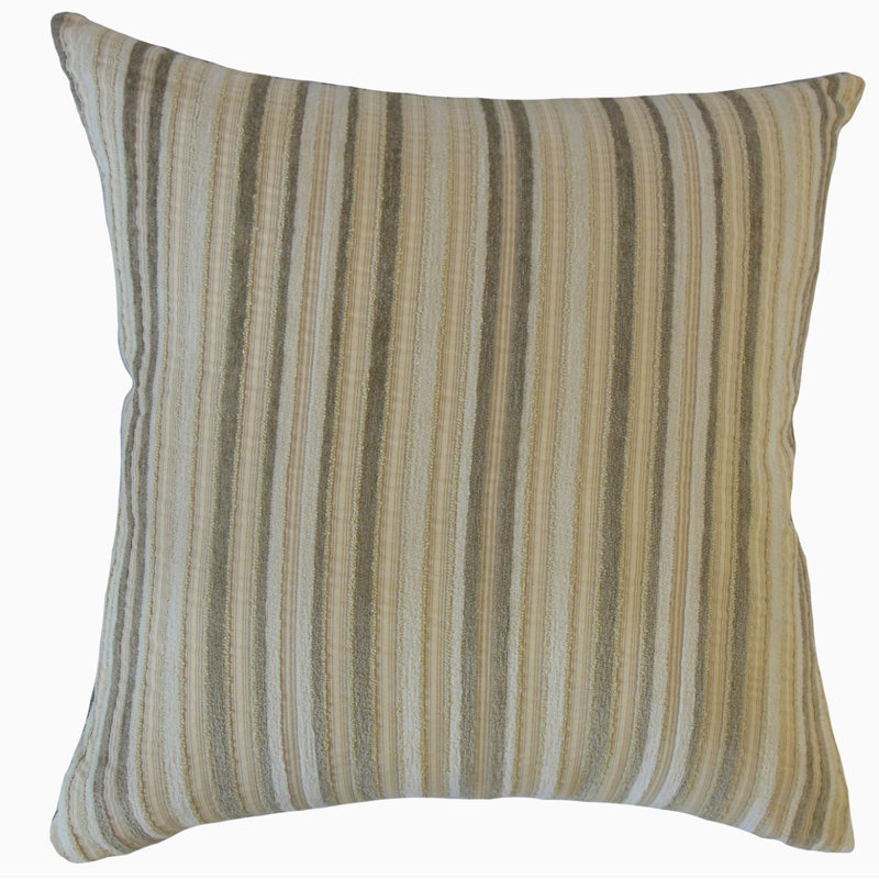 Coussin à rayures Marguerite, 24 po x 24 po, Coussin décoratif, Gris
