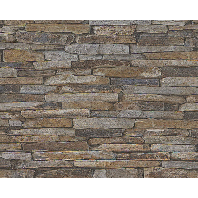 Concord Wallcoverings Textured Wallpaper Stone Wall Featuring, 914224, Beige/Brown/Yellow