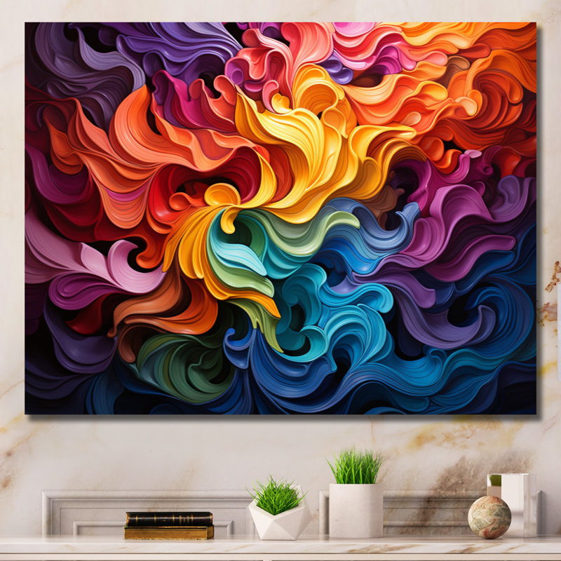 Opt Art Vibrant Illusions II - art mural encadré Op Art, H 34 po x l 44 po, Toile tendue, Sans cadre
