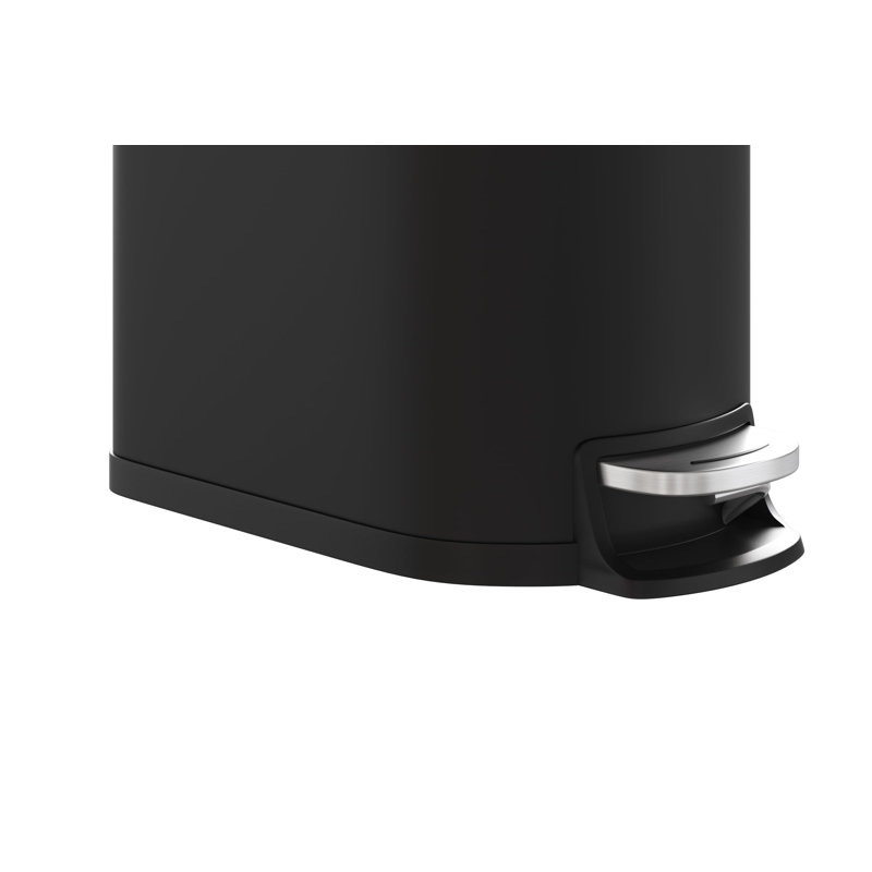Poubelle de salle de bain en métal 1,6 gallon / 6 L avec couvercle, poubelle imperméable mince pour chambre à coucher, petite poubelle à pédale avec seau intérieur, poignée arrière, couvercle à fermeture douce, noir