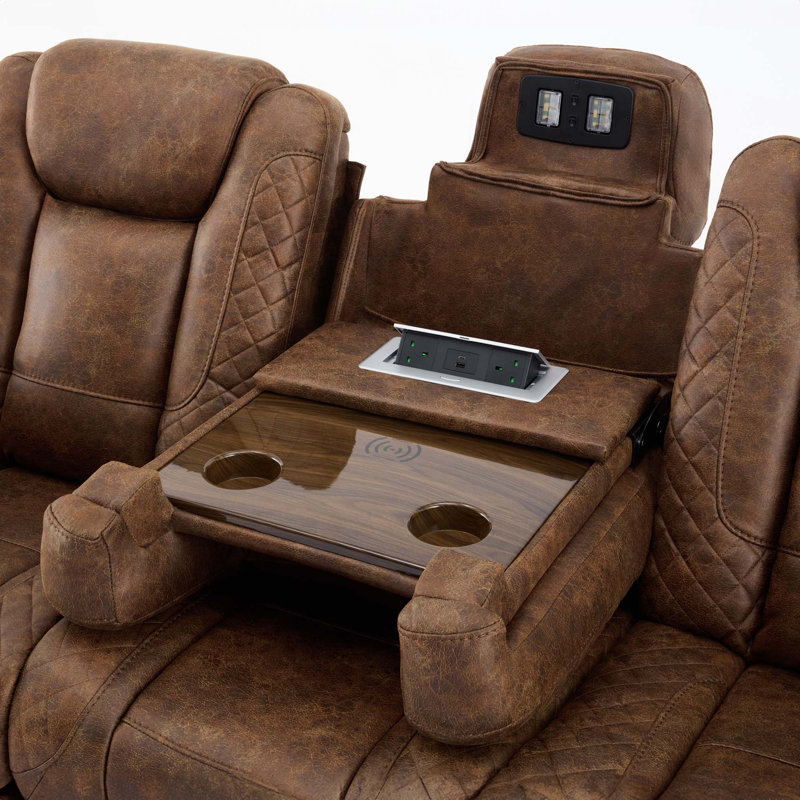 Roxas 4 Seater Linen Electric Reclining Sofa, Brown