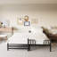 Lit simple escamotable en métal avec garde-corps et échelle intégrée, cadre convertible peu encombrant pour la chambre à coucher, noir