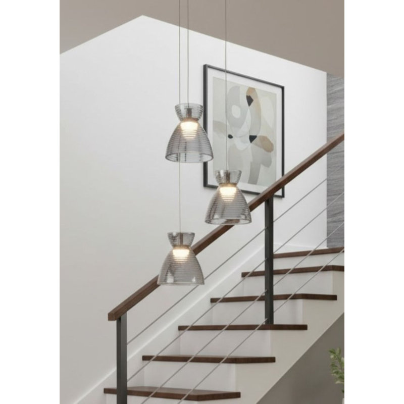3 - Light Chrome LED Cluster Pendant, Grey