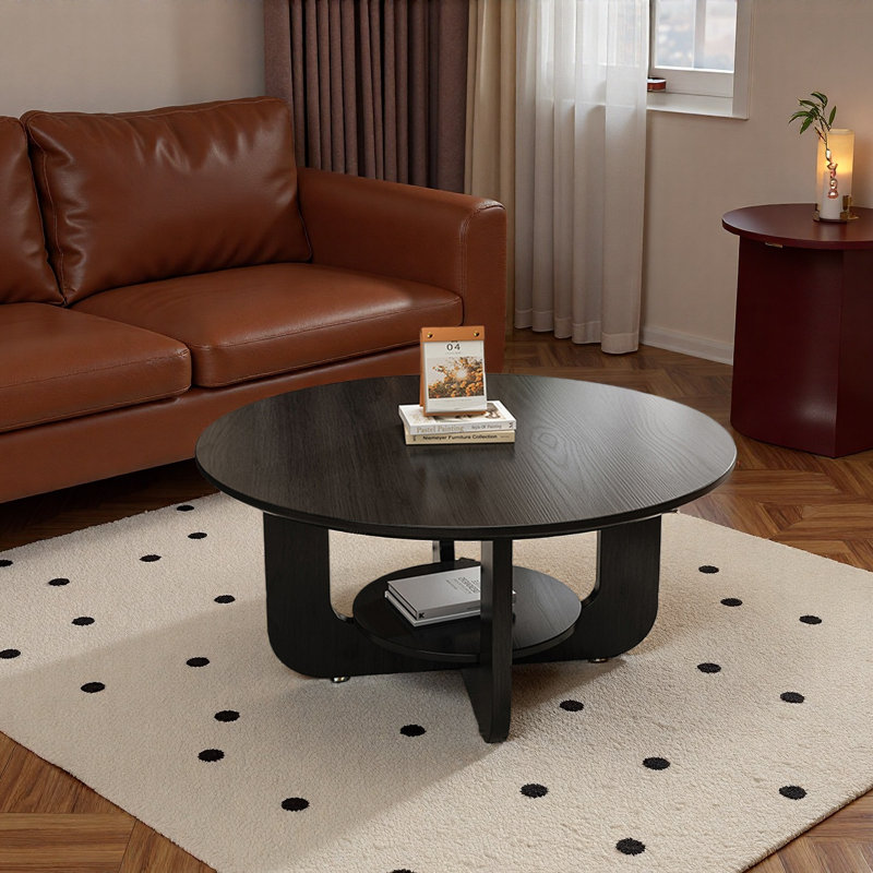 Table basse à deux niveaux French Retro, H 16,5 po x L 27,6 po x l 27,6 po, Noir
