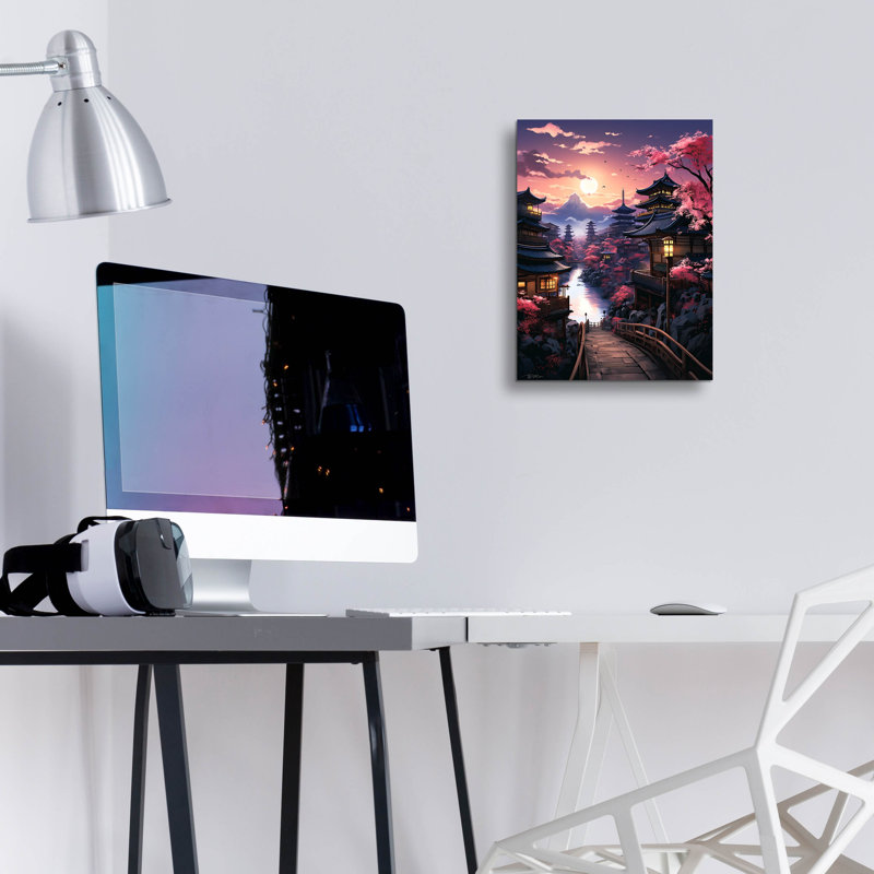  «Coucher de soleil au Japon» par Momart, art mural en verre acrylique, 16 po x 24 po, H 16 po x l 12 po x P 0,13 po