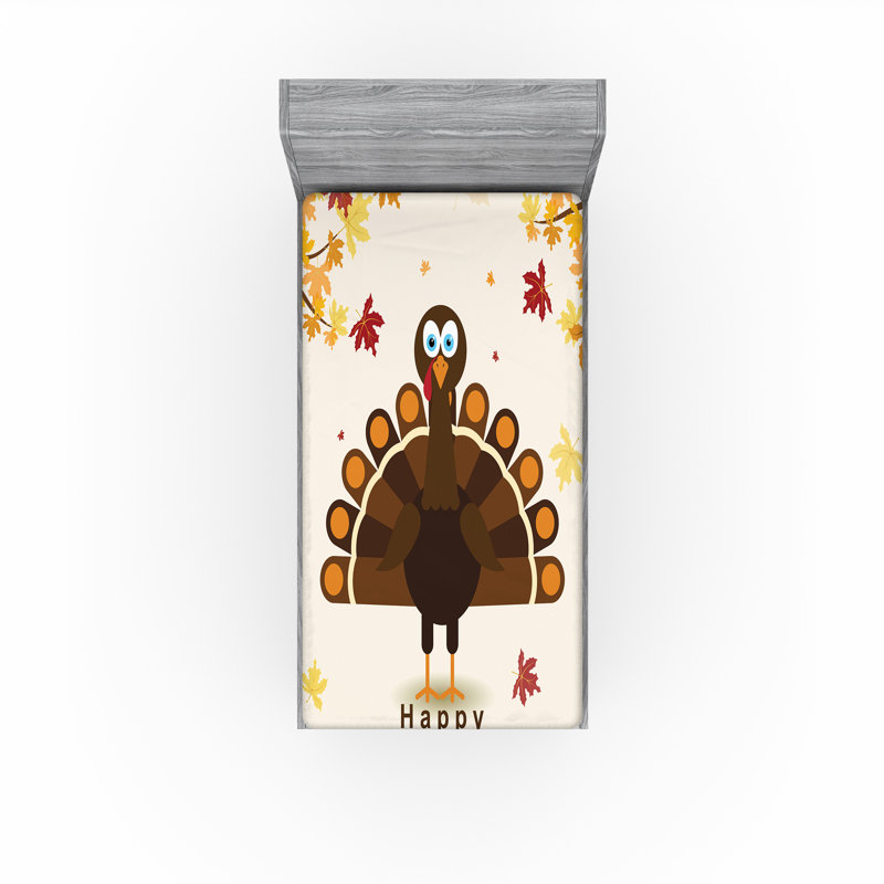Drap-housse Ambesonne Turquie ensemble de 2 feuilles d'automne automne brun orange jaune, Drap-housse très grand californien