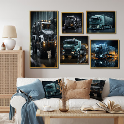 Au noir US Military Truck - Camion, ensemble d'art mural en toile de 5