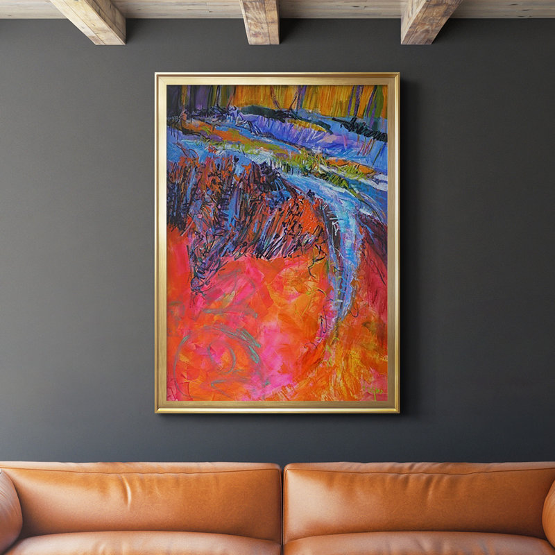 " Vibrant Flow I ", Gold Framed, 24.5" H x 18.5" W x 1" D