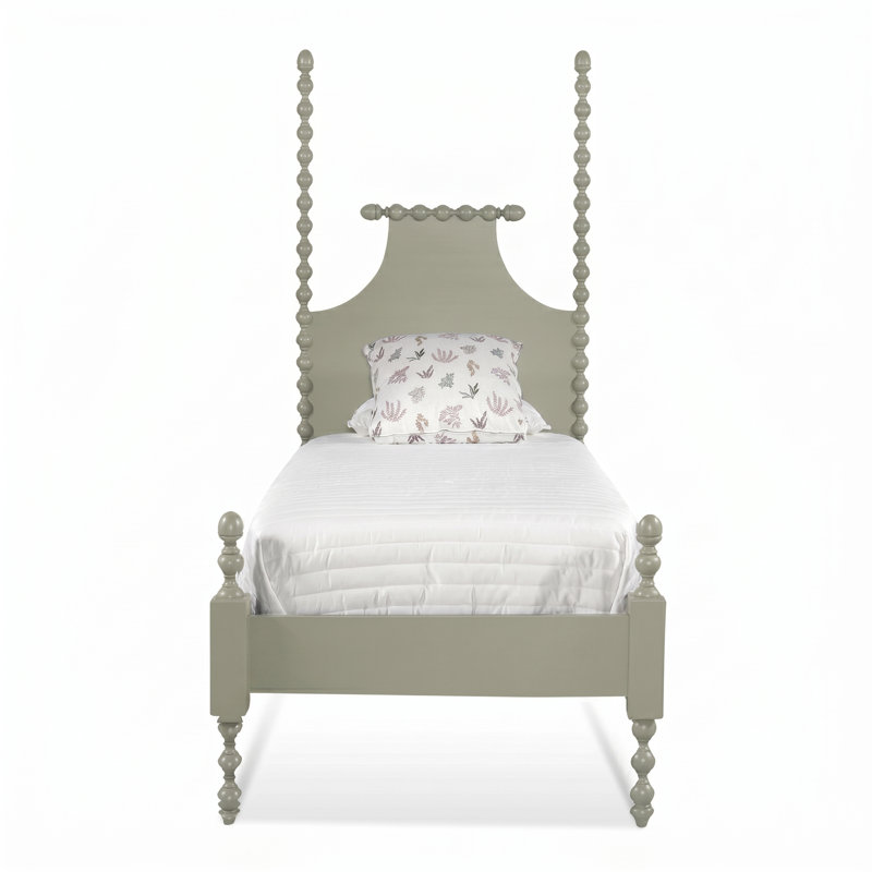 Mary Spindle Four Post Bed, Twin, Graystone