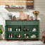 Buffet Farmhouse avec rangement, grande crédence de 59 po avec 4 portes en verre et 2 tiroirs, console à tablettes réglables, bar à café en bois pour la salle à manger, le salon-1219760513-1220191597