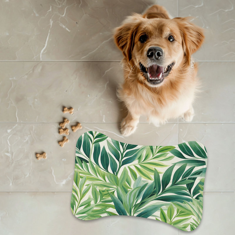 Leaf Motifs - 1 Piece Bone Shape Feeding Mat