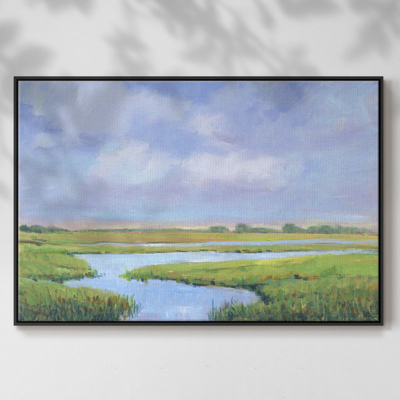 " Summer Marsh II ", 27" H x 41" W x 2" D, Black Framed