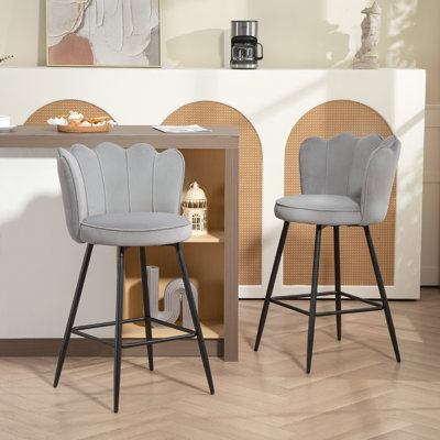 Upholstered Counter Stool with Metal Frame
