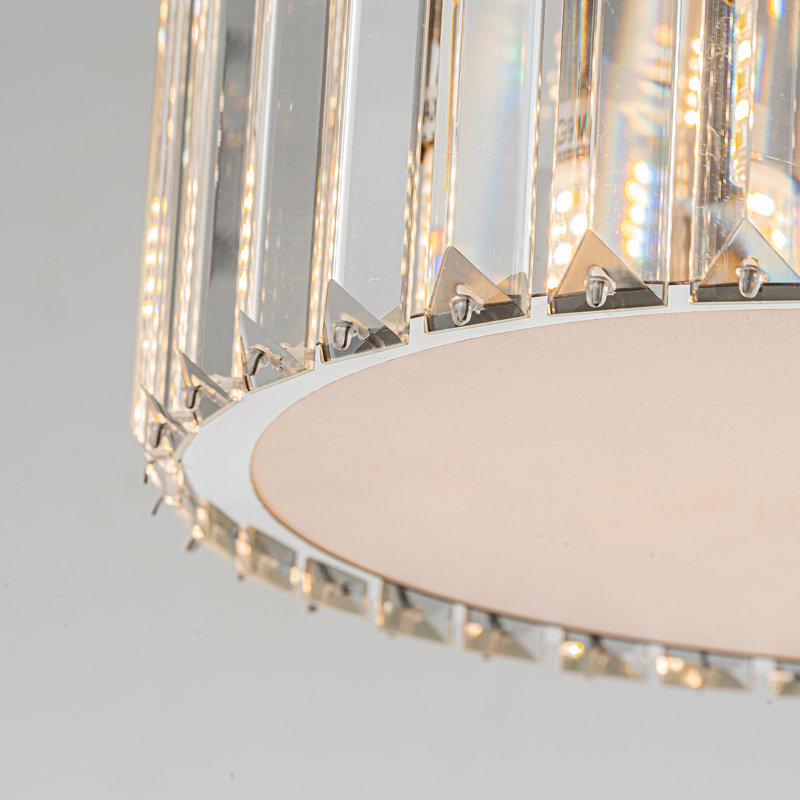 Lustre semi-encastré avec abat-jour en cristal Brasfield, aucun assemblage requis, H 4,72 po x l 11,8 po x P 11,8 po