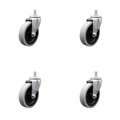 4 Inch Thermoplastic Wheel 7/8 Inch Grip Ring Stem Caster Set of 4 SCC