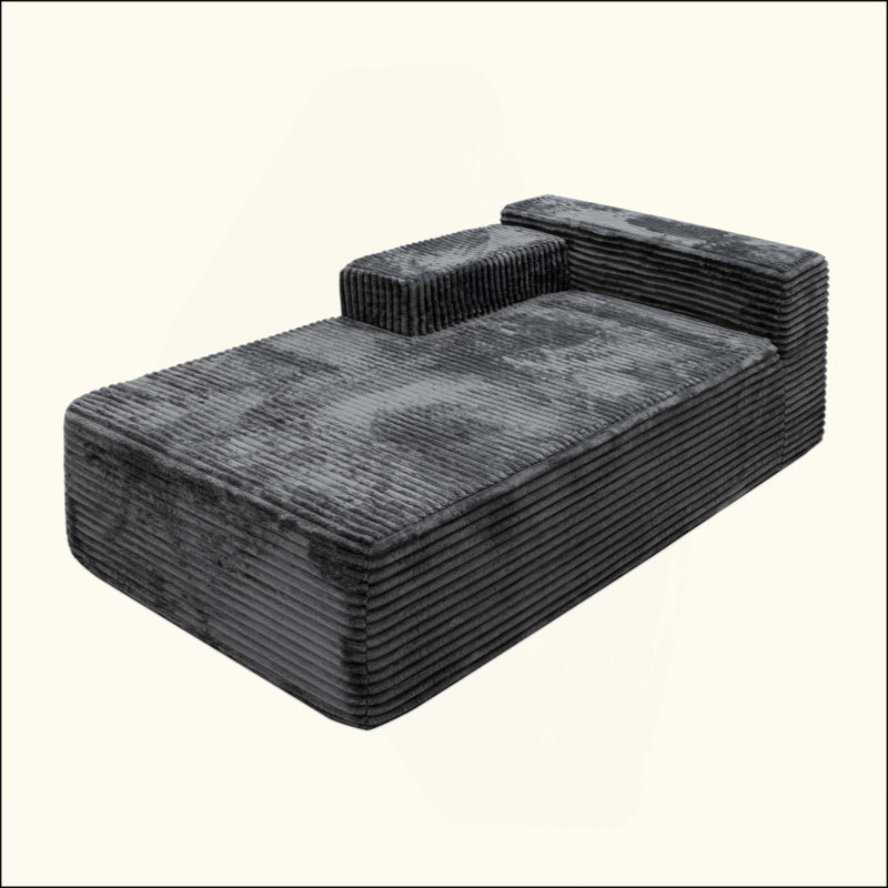Canapé modulaire sans assemblage en velours côtelé moelleux et méridienne confortable sans assemblage, parfait pour les espaces de vie modernes.
