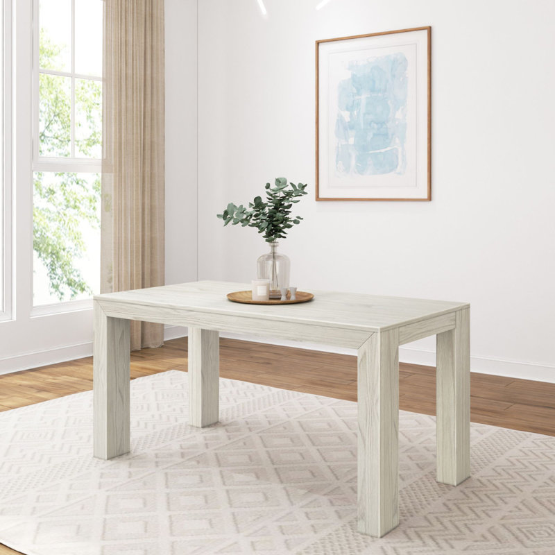 Chalonda Pine Solid Wood Dining Table, 32" W x 60" L , White Sand Wirebrush