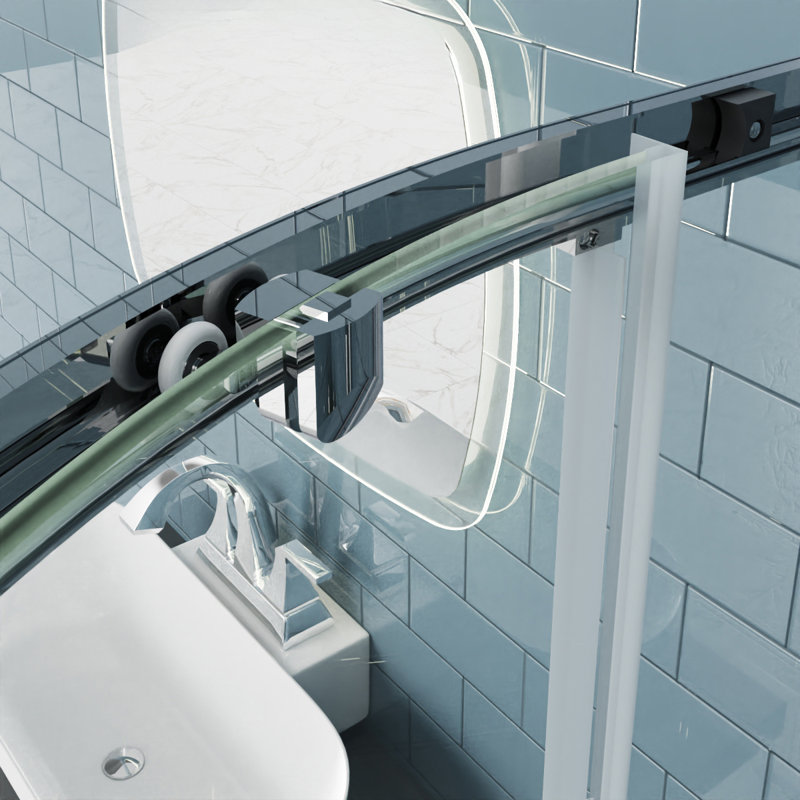 Offset Curved Shower Enclosure - 1900 x 1200 x 900 mm Walk In Corner Cubicle, Chrome