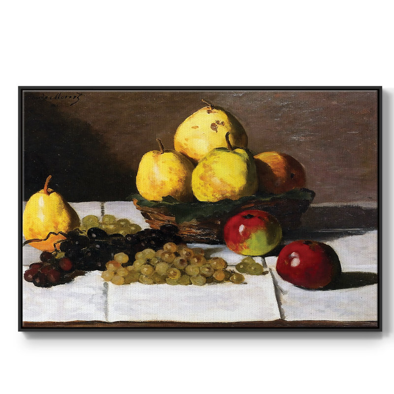 Nature morte aux poires et aux raisins, 1867, reproduction d'art sur toile, Noir, H 17 po x l 25 po x P 2 po