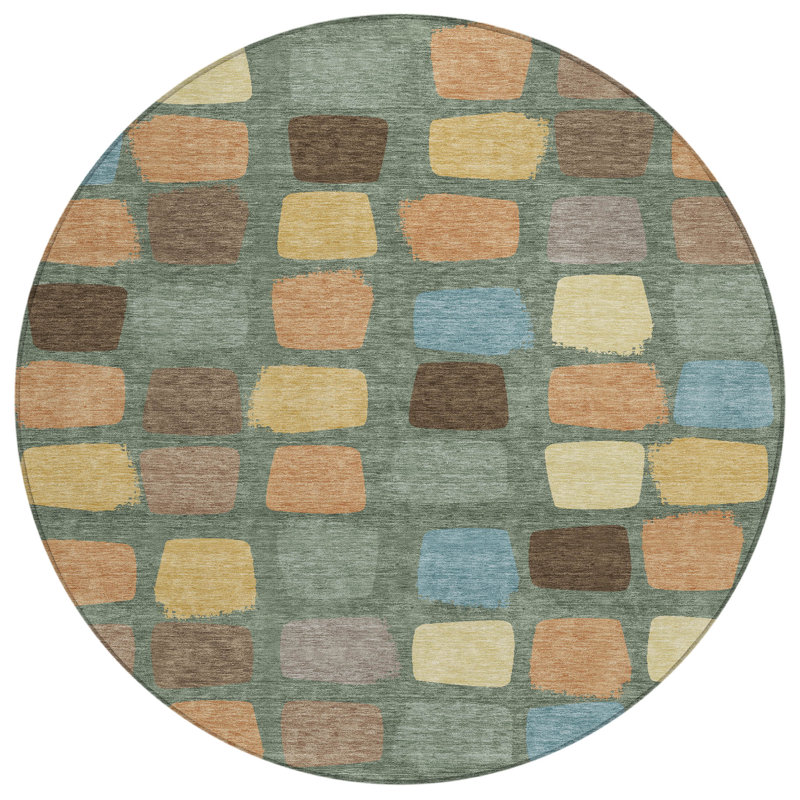 Tapis intérieur / extérieur lavable à la machine Chantille ACN2501, Basilic, Rond 8 pi